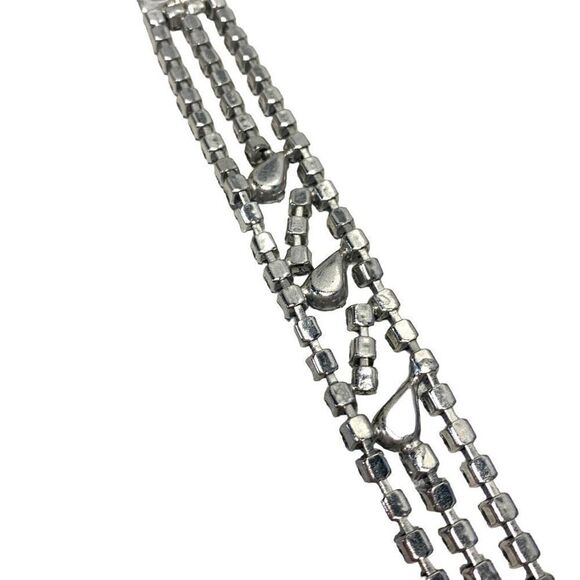 Vintage 50s Dazzling Blue Brilliant AB Prong Set Glass Rhinestones 4Row Bracelet - Picture 7 of 10